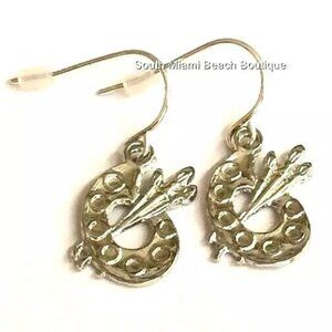 Art Palette Earrings Artists Pallet Artist Teacher Graduation Gift Silver Plated